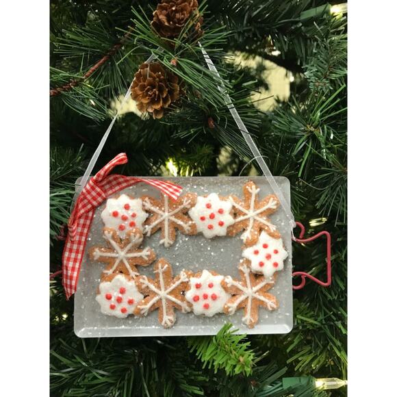 Iced Gingerbread Men Cookie Sheet set/2 Christmas Tree Ornaments - Picture 3 of 3